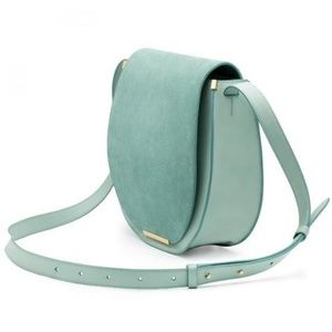 Cuyana Saddle Crossbody Bag Mint - Suede & Leather
